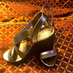 Pewter wedge heels by Charles David